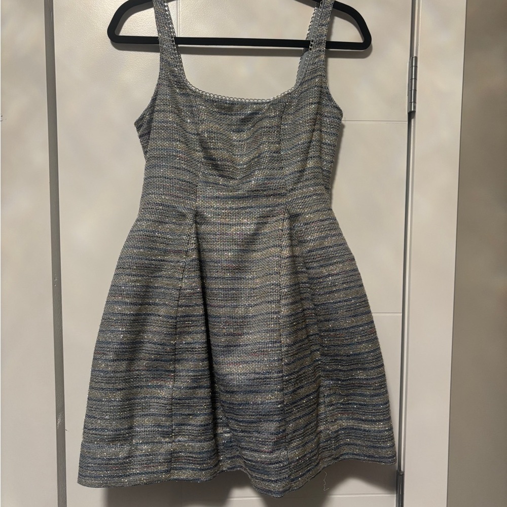 NWT ✨ Maeve Anthropologie Sleeveless Square-Neck Tweed Fit & Flare Mini Dress - Picture 2 of 8